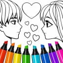 Valentines love coloring book icon